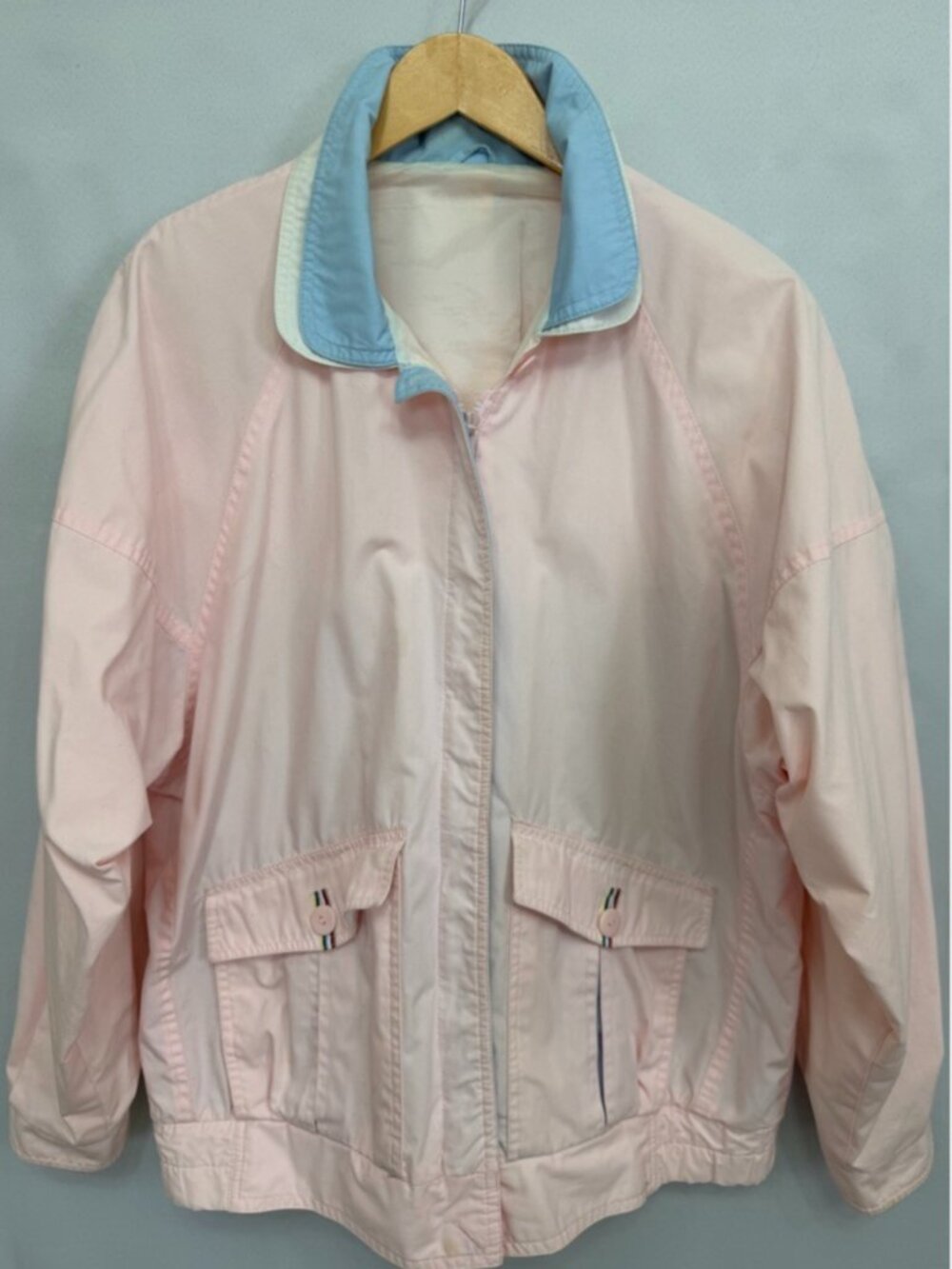 Vintage London Fog Pastel Pink‎ Colorblock Windbreaker Jacket Large Reg